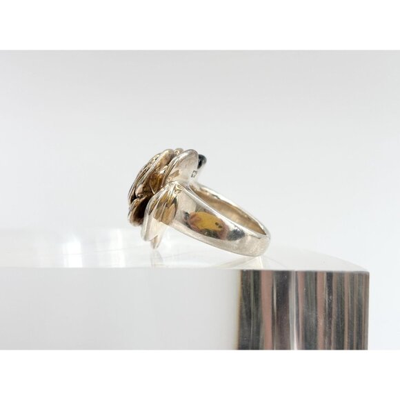 Thai Made RARE Blooming Rose Floral 925 Sterling Silver Vintage Ring - sz 7 - Picture 7 of 14